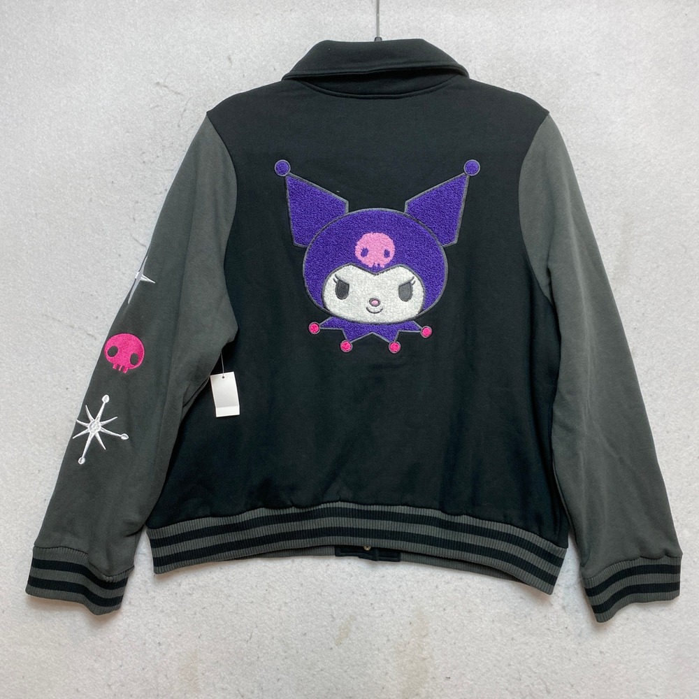 Sanrio Bomber Jacket Womens M Black Kuromi Bomber Jacket MD Varsity - Picture 9 of 9